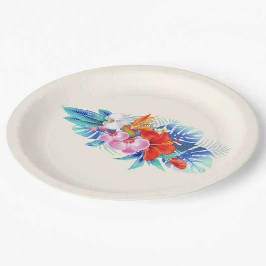 ピンクとターコイズ ペーパープレート (アングル)