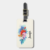 ピンクとターコイズ ラゲッジタグ (正面縦)