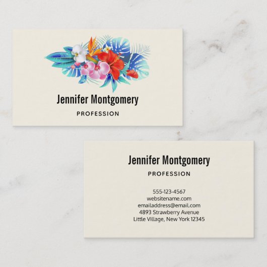 ピンクとターコイズ 名刺 (正面/裏面)