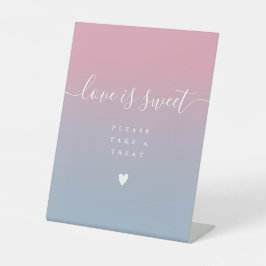 ピンクとダスティブルーのグラデーション Love Is Sweet ギフトサイン 台座サイン