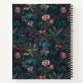 ピンクとダークグリーンの魅惑の野花園 ノートブック (裏面)