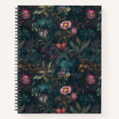 ピンクとダークグリーンの魅惑の野花園 ノートブック (正面)