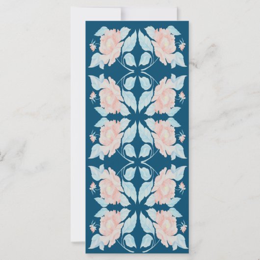 ピンクとダークブルーのフローラ詩サンキューカード (裏面)