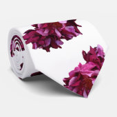 ピンクとダークレッドローズのフローラフォトタイ ネクタイ (ロール)