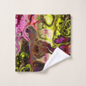 ピンクとチャートルーズマーブル絞り染め バスタオルセット (ウォッシュタオル)