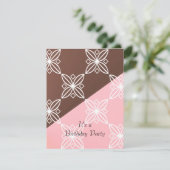 ピンクとチョコモダン誕生日招待状 招待状 (スタンド正面)