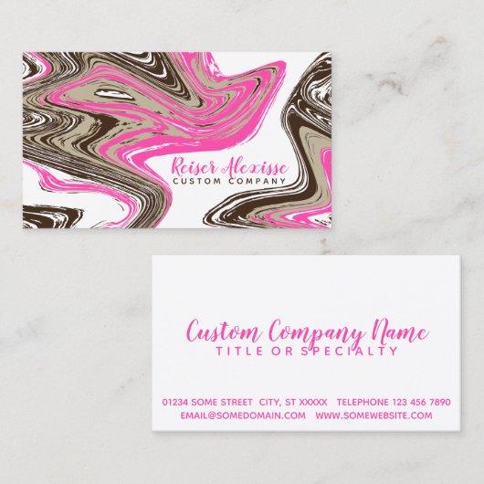 ピンクとチョコレートのストローク 名刺 (正面/裏面)