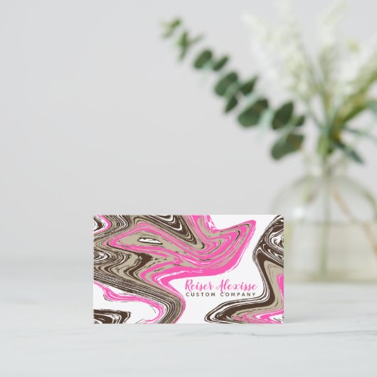 ピンクとチョコレートのストローク 名刺 (スタンド正面)