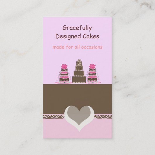 ピンクとチョコレートのデザイナーケーキ 名刺 (正面)