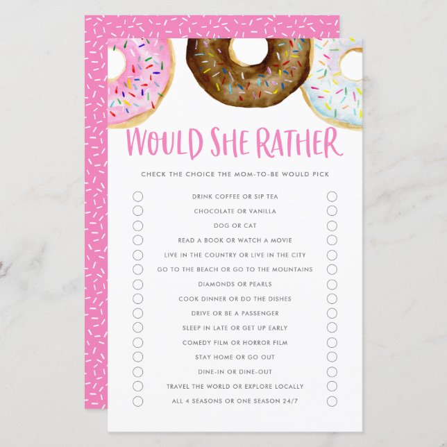 ピンクとチョコレートのドーナツはママがゲームをするだろう (正面/裏面)