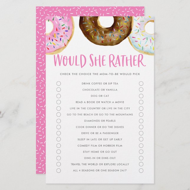 ピンクとチョコレートのドーナツはママがゲームをするだろう (正面/裏面)