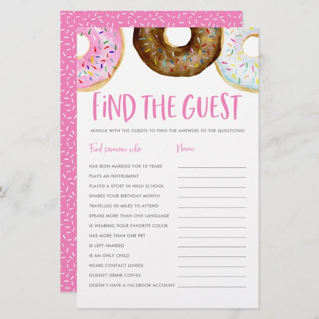 ピンクとチョコレートのドーナツFind the Guest Game (正面/裏面)