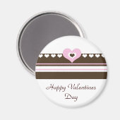 ピンクとチョコレートのハートバレンタインデー マグネット (正面/裏面)