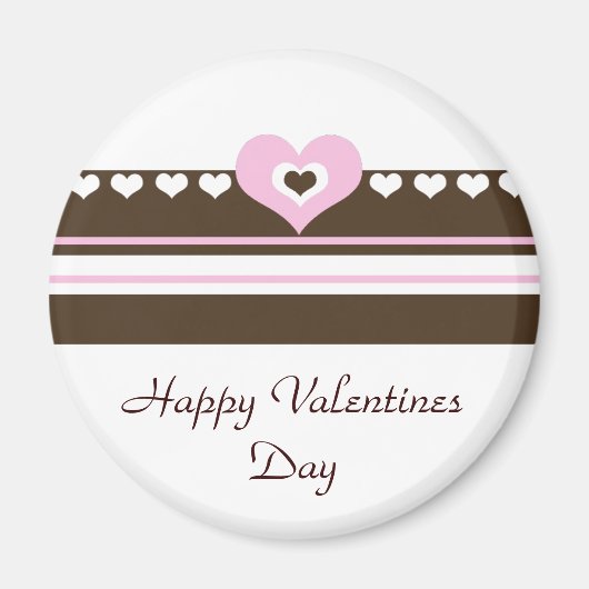 ピンクとチョコレートのハートバレンタインデー マグネット (正面)