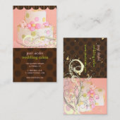 ピンクとチョコレートのベーカリー/パティシセリ 名刺 (正面/裏面)