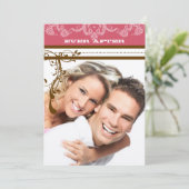 ピンクとチョコレートブラウンのヴィンテージシャンデリア 招待状 (スタンド正面)