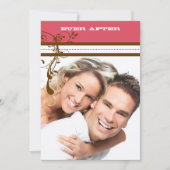 ピンクとチョコレートブラウンのヴィンテージシャンデリア 招待状 (正面)