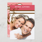 ピンクとチョコレートブラウンのヴィンテージシャンデリア 招待状 (正面/裏面)