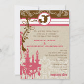 ピンクとチョコレートブラウンのヴィンテージシャンデリア 招待状 (裏面)