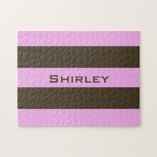 ピンクとチョコレートブラウン幅ストライプ幅STaylor ジグソーパズル (横)