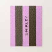 ピンクとチョコレートブラウン幅ストライプ幅STaylor ジグソーパズル (縦)