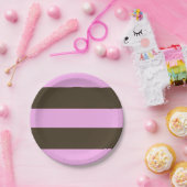 ピンクとチョコレートブラウン幅ストライプ幅STaylor ペーパープレート (パーティー)