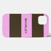 ピンクとチョコレートブラウン幅ストライプ幅STaylor Case-Mate iPhoneケース (裏面 (横))