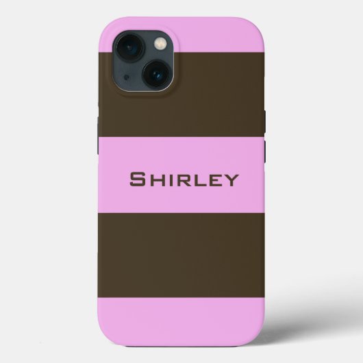 ピンクとチョコレートブラウン幅ストライプ幅STaylor Case-Mate iPhoneケース (裏面)
