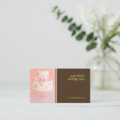 ピンクとチョコレート結婚のケーキ名刺 名刺 (スタンド正面)