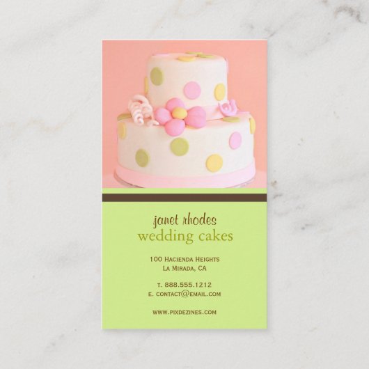 ピンクとチョコレート結婚のケーキ名刺 名刺 (裏面)
