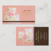 ピンクとチョコレート結婚のケーキ名刺 名刺 (正面/裏面)