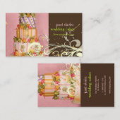 ピンクとチョコレート結婚のケーキ名刺 名刺 (正面/裏面)