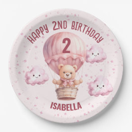ピンクとテかわいらしディベアのベビーガール ペーパープレート