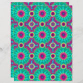 ピンクとティールの絞り染め模様のスクラップブック紙 (正面/裏面)