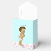 ピンクとティール(緑がかった色)のアフリカ系アメリカ人のベビーガールシャワー フェイバーボックス (オープン)