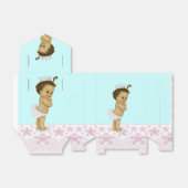 ピンクとティール(緑がかった色)のアフリカ系アメリカ人のベビーガールシャワー フェイバーボックス (折り畳みなし)