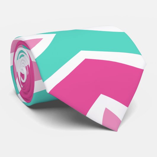 ピンクとティール（緑がかった色）のパターンタイ ネクタイ (ロール)