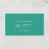 ピンクとティール（緑がかった色）の層状の幾何学的ソーシャルメディア 名刺 (裏面)