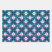 ピンクとティール(緑がかった色)の抽象芸術星型 ラッピングペーパーシート (正面3)