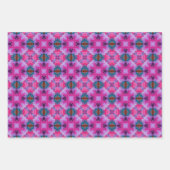 ピンクとティール(緑がかった色)の抽象芸術星型 ラッピングペーパーシート (正面2)