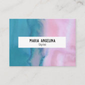 ピンクとティール（緑がかった色）の抽象芸術水彩名刺2 名刺 (正面)