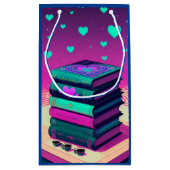 ピンクとティール（緑がかった色）の本の愛のために スモールペーパーバッグ (裏面)