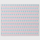 ピンクとティール（緑がかった色）の民族象のパターン ラッピングペーパー (フラット)