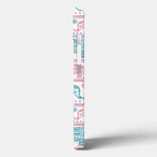 ピンクとティール(緑がかった色)の民族象のパターン Case-Mate iPhoneケース (裏面 / 左)