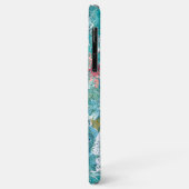 ピンクとティール（緑がかった色）の水彩フローラ パーソナライズされた Case-Mate iPhoneケース (裏面/左)