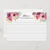 ピンクとティール（緑がかった色）の美しいフローラアドバイスカード アドバイスカード (正面/裏面)