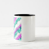 ピンクとティール（緑がかった色）（ばちゃばちゃ）跳ねる 動揺して ツートーンマグカップ (中央)