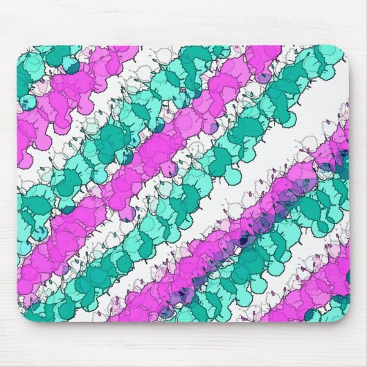 ピンクとティール（緑がかった色）（ばちゃばちゃ）跳ねる 動揺して マウスパッド (正面)