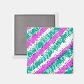 ピンクとティール（緑がかった色）（ばちゃばちゃ）跳ねる 動揺して マグネット (正面/裏面)