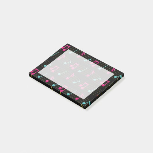 ピンクとティール（緑がかった色）カラフルの楽譜 ポストイット (アングル)